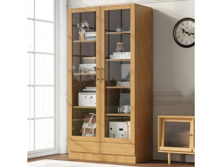 XDeer Glasvitrine Glasvitrine, Büroschrank,Aufbewahrungsregal, verstellbare Fachböden,80*40*160 cm, braun von OTTO