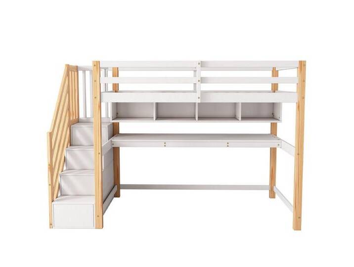 XDeer Hochbett Hausbett mit Stauraumtreppe Großen Schreibtisch und Regalen Hochbett Kinderbett Einzelbett 90*200cm Natürlich+weiß XDeer Hochbett Hausbett mit Stauraumtreppe Großen Schreibtisch und Regalen Hochbett Kinderbett Einzelbett 90*200cm Natürlich+weiß von OTTO