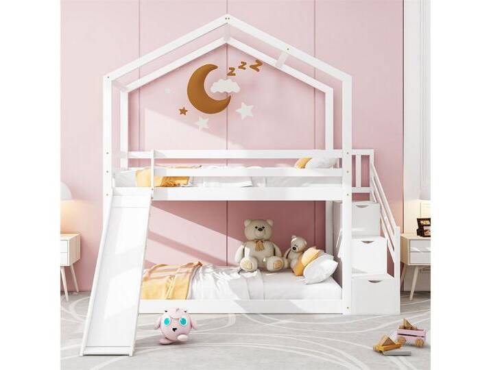 XDeer Kinderbett Kinderbett Hausbett,Etagenbett mit Rutsche und Leiter, Etagenbettgestell aus Massivholz mit Lattenrost 90 x 200 cm, weiß XDeer Kinderbett Kinderbett Hausbett,Etagenbett mit Rutsche und Leiter, Etagenbettgestell aus Massivholz mit Lattenrost 90 x 200 cm, weiß von OTTO