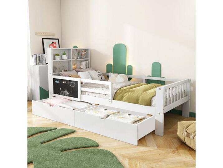 XDeer Kinderbett Kinderbett mit Mehrfunktionen, mit Schubladen und Tafel, ohne Matratze, weiß, 90*200, weiß von OTTO