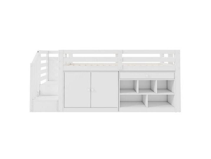 XDeer Kinderbett Kinderbett mit Treppe und Stauraum und Schubladen umdrehbar, Einzelbett Massivholz ohne Matratze 90*200cm Weiß, weiß von OTTO