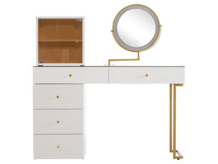 XDeer Konsolentisch Konsolentisch mit LED-beleuchtetem Spiegel Schminktisch, Kosmetiktisch Set 120 x 45 x 115 cm (ohne Hocker), weiß von OTTO
