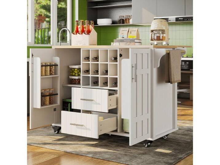 XDeer Kücheninsel Kücheninsel mit herausnehmbaren Trennwänden, Esszimmerwagen mit, Arbeitsplatte, Buffetschrank, seitlicher Handtuchhalter XDeer Kücheninsel Kücheninsel mit herausnehmbaren Trennwänden, Esszimmerwagen mit, Arbeitsplatte, Buffetschrank, seitlicher Handtuchhalter von OTTO