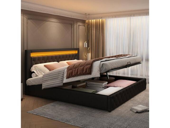XDeer Polsterbett Polsterbett Funktionsbett mit Lattenrost und Stauraum, LED, -Beleuchtung in verschiedenen Farben 180 x 200 cm, schwarz XDeer Polsterbett Polsterbett Funktionsbett mit Lattenrost und Stauraum, LED, -Beleuchtung in verschiedenen Farben 180 x 200 cm, schwarz von OTTO