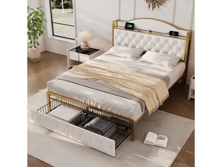 XDeer Polsterbett Polsterbett mit USB Typ C Ladefunktion und Schubladen, Doppelbett, 160 x 200 Stauraumbetten Bettgestell mit Lattenrost, beige XDeer Polsterbett Polsterbett mit USB Typ C Ladefunktion und Schubladen, Doppelbett, 160 x 200 Stauraumbetten Bettgestell mit Lattenrost, beige von OTTO