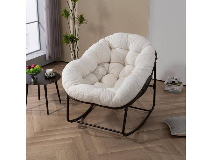 XDeer Schaukelstuhl Schaukelstuhl mit Gepolsterte Kissen Outdoor Relaxsessel, Schaukelsessel für Veranda Wohnzimmer Terrasse Garten Weiß, weiß von OTTO