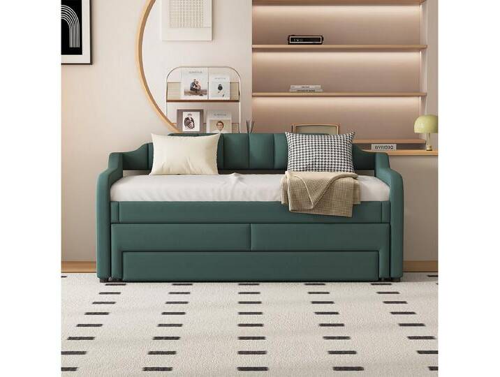 XDeer Schlafsofa Tagesbett mit Rollcontainer und Schubladen Schlafsofa, 90 x 200 cm (190 cm) Grün, grün von OTTO