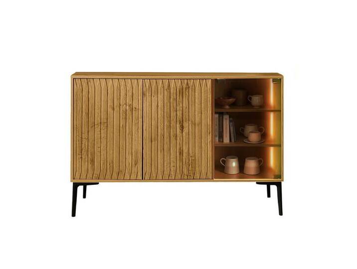 XDeer Sideboard Badezimmerschrank mit Lichtleiste Glastür Sideboard Kommode, Buffet Schrank Anrichte Beistellschrank 120 cm Breit von OTTO