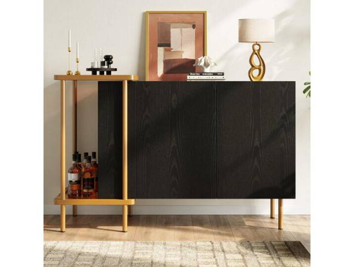 XDeer Sideboard Moderner Sideboard-Schrank mit 2 Türen und 2 offenen, Kommode Wohnzimmerunterschrank,120 x 40 x 77.5 cm (LxBxH), schwarz von OTTO