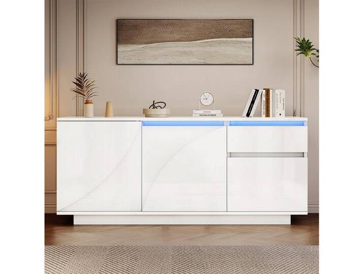 XDeer Sideboard Sideboard mit LED und Verstellbaren Einlegeböden, Aufbewahrungsschrank Wohnzimmerschrank 140*40*60cm Weiß, weiß XDeer Sideboard Sideboard mit LED und Verstellbaren Einlegeböden, Aufbewahrungsschrank Wohnzimmerschrank 140*40*60cm Weiß, weiß von OTTO