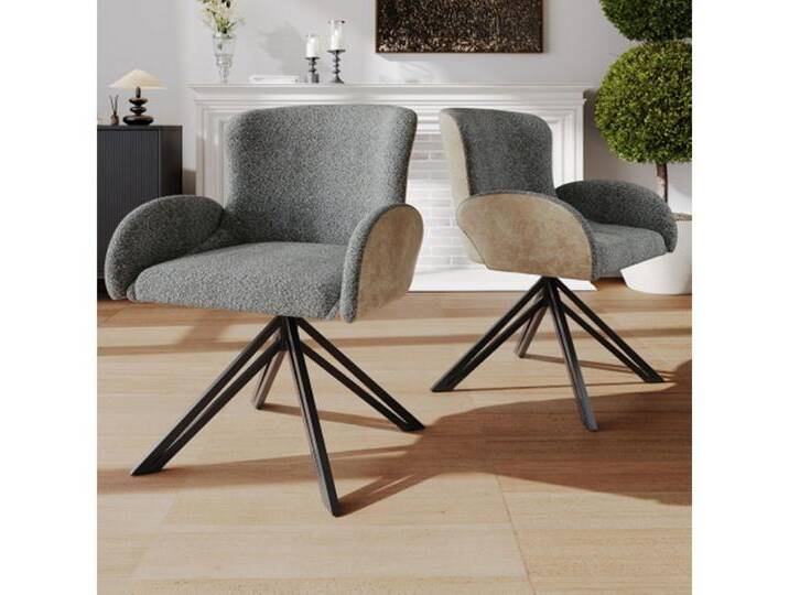 XDeer Stuhl 2 StückWohnzimmerstuhl, Esszimmerstuhl, Schminkstuhl, Stuhl, modernen Modestil,Stuhl mit Armlehnen, 360-Grad-Drehstuhl, grau von OTTO