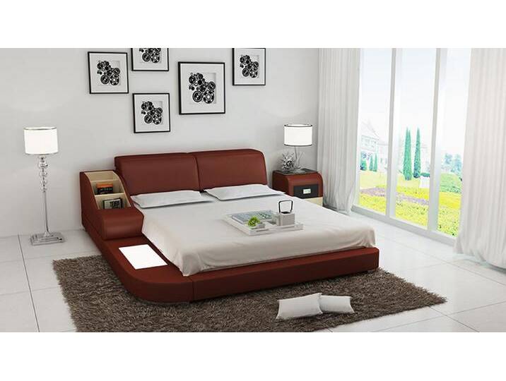 Xlmoebel , Wasserbett Hochwertiges Doppel-Wasserbett mit Multifunktionsfunktionen, (Wasserbett LB8815), Hergestellt in Europa, beige, Burgund von OTTO