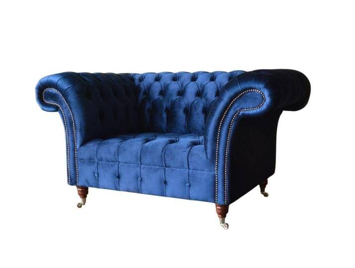 Xlmoebel 1,5-Sitzer Einzelner blauer Stoff-Chesterfield-Sessel mit 1,5 Sitzplätzen, 1 Teile, Hergestellt in Europa, blau von OTTO