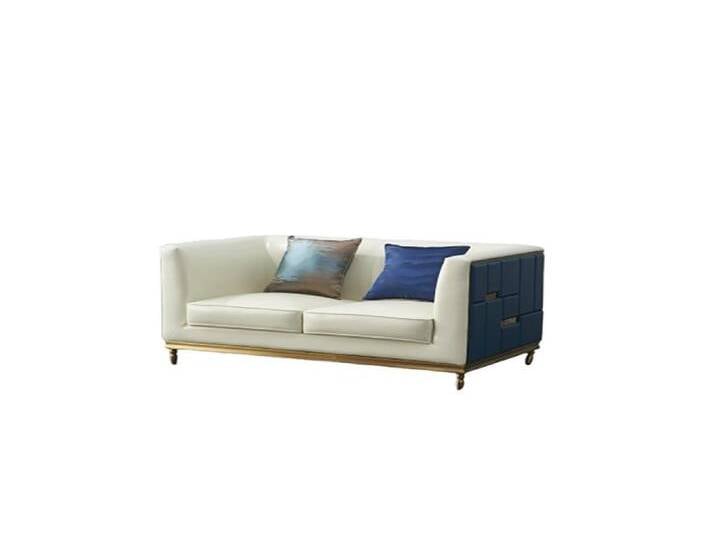 Xlmoebel 2-Sitzer Moderne graue Kunstleder-Zweisitzer-Sofa mit Design-Polsterung, 1 Teile, Hergestellt in Europa, blau weiß von OTTO