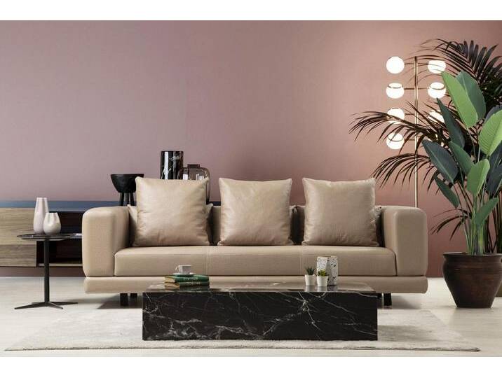 Xlmoebel 3-Sitzer Beiges Dreisitzer-Sofa - Modernes Polstersofa in Kunstleder, 1 Teile, Hergestellt in Europa, beige von OTTO
