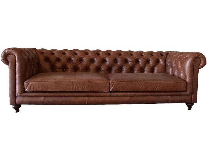 Xlmoebel Chesterfield-Sofa Dreisitzer Chesterfield-Sofa mit Polsterung aus Stoff und Leder, Hergestellt in Europa, braun von OTTO