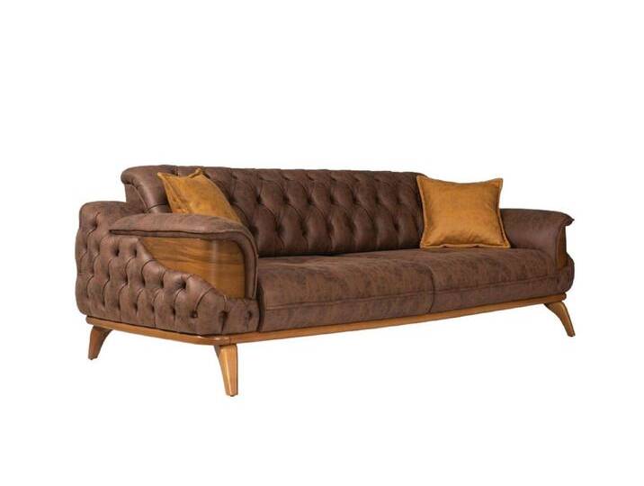 Xlmoebel 3-Sitzer Hochwertiges 3-Sitzer Chesterfield Sofa aus braunem Leder, 1 Teile, Hergestellt in Europa, braun von OTTO