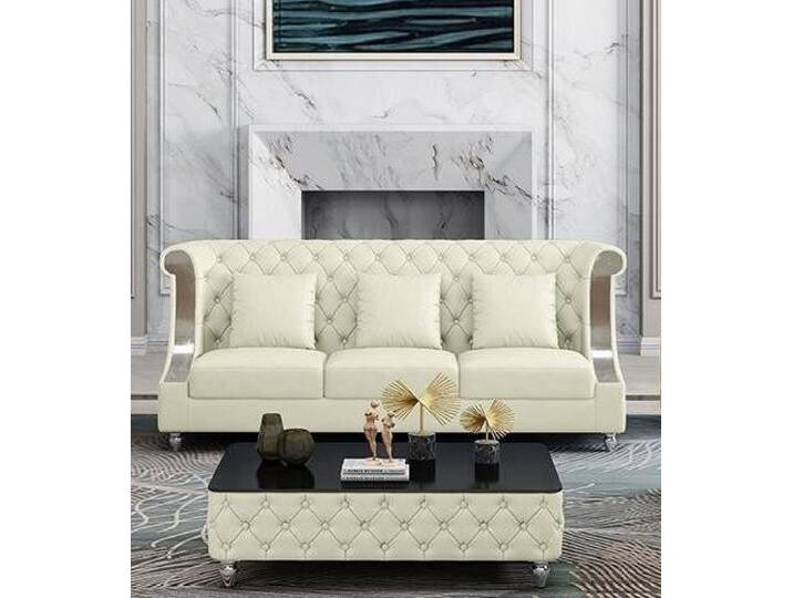 Xlmoebel 3-Sitzer Hochwertiges Dreisitzer-Sofa mit Designer-Polsterung aus Leder, Hergestellt in Europa, weiß, Weiß Xlmoebel 3-Sitzer Hochwertiges Dreisitzer-Sofa mit Designer-Polsterung aus Leder, Hergestellt in Europa, weiß, Weiß von OTTO