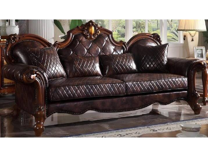 Xlmoebel 3-Sitzer Schnitzwerk Barock Wohnraum Möbel Leder Sofa Dreisitzer, Hergestellt in Europa, braun von OTTO