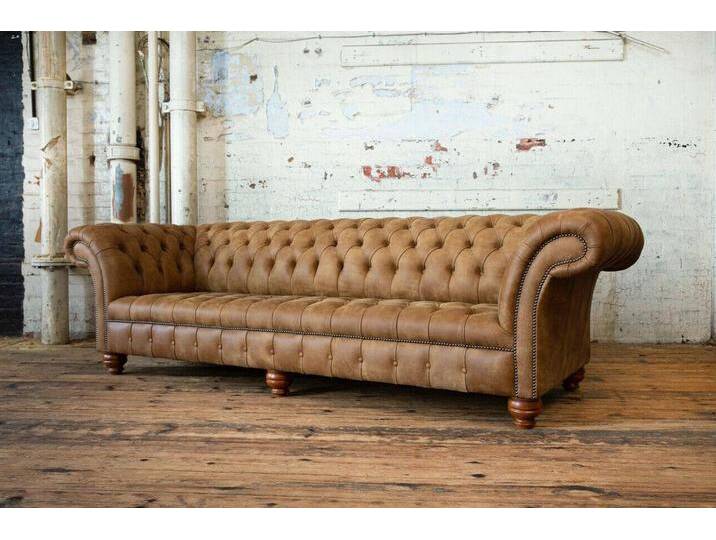 Xlmoebel 4-Sitzer Neu Chesterfield Braun Sofa Polster 4-Sitzer Sitzgarnitur Couch, 1 Teile, Hergestellt in Europa, braun von OTTO