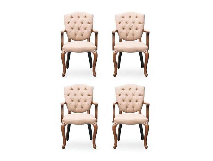 Xlmoebel Armlehnstuhl Esszimmer Stuhl Garnitur 4x Stühle Gruppe Set Sofort (4 St), Made in Europa, beige von OTTO