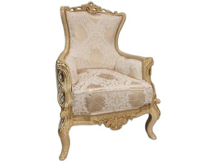 Xlmoebel Armlehnstuhl Klassischer Thron Sessel Stuhl Möbel Barock Lehnstuhl Chesterfield, Hergestellt in Europa, beige von OTTO