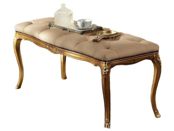 Xlmoebel Bank Moderner Naturholz Nachttisch für das Schlafzimmer mit goldenem Design (Bank), Hergestellt in Italy von OTTO