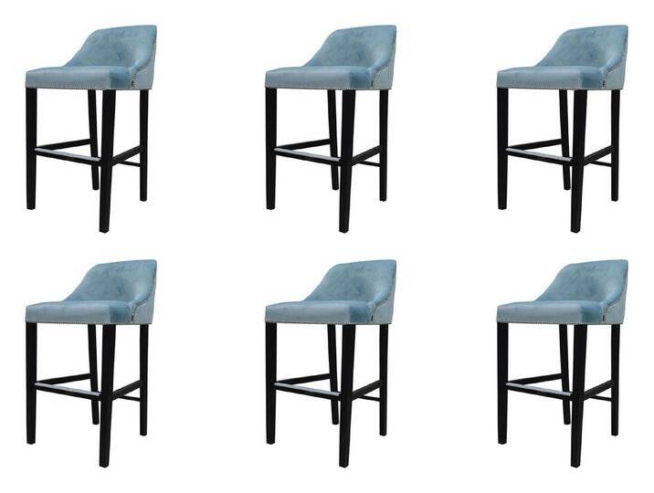 Xlmoebel Barhocker 6er Set Design Stühle Barhocker Hocker Chesterfield Garnitur (6 Stühle), Hergestellt in Europa, blau von OTTO