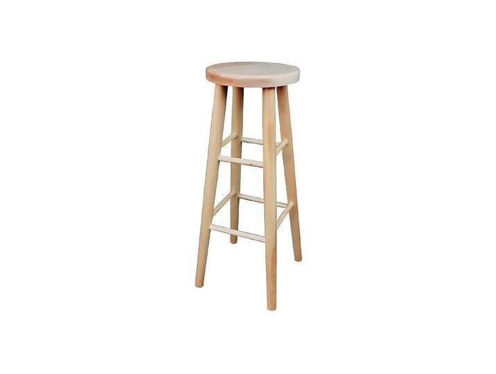 Xlmoebel Barhocker Massiver Holz-Hocker mit runder Sitzfläche und Fußablage, ideal (Barhocker), Hergestellt in Europa, beige von OTTO