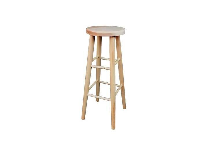 Xlmoebel Barhocker Massiver Holz-Hocker mit runder Sitzfläche und Fußablage, ideal (Barhocker), Hergestellt in Europa, beige von OTTO