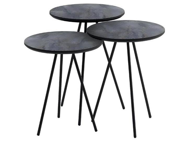 Xlmoebel Beistelltisch Set von 3 Wohnzimmertischen - Beistelltische, Serviertische (3x Beistelltische), Hergestellt in Europa, grau von OTTO