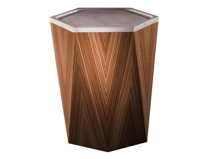 Xlmoebel Beistelltisch Wohnzimmertisch mit luxuriösem Design aus Holz und Marmor (1-St., Beistelltisch), Hergestellt in Italy, braun von OTTO