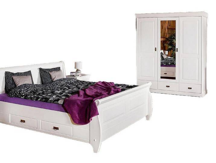 Xlmoebel Bett 6-teiliges Schlafzimmermöbel-Set im luxuriösen Landhausstil mit Bett, (Bett), Hergestellt in Europa, weiß von OTTO