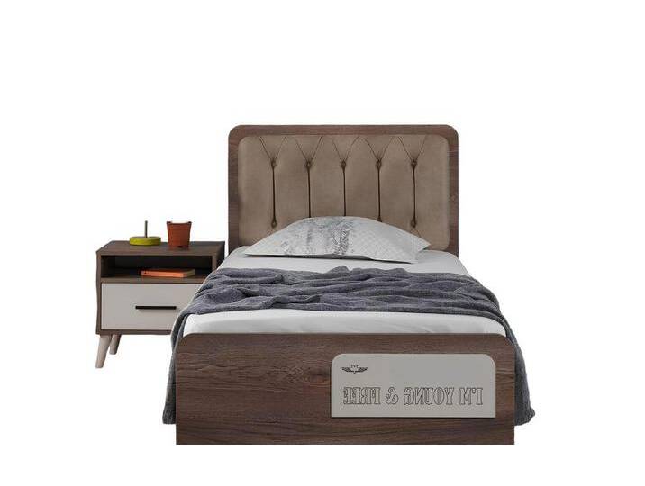 Xlmoebel Bett Braunes Kinderzimmer Einzelbett mit Designer-Holz-Nachttisch (2tlg.Kinderzimmer Set (Bett+Nachttisch), Hergestellt in Europa, braun von OTTO