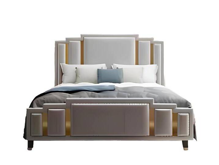 Xlmoebel Bett Luxuriöses Metall-Doppelbett mit gepolstertem Design (1-tlg., Bett), Hergestellt in Europa, grau von OTTO
