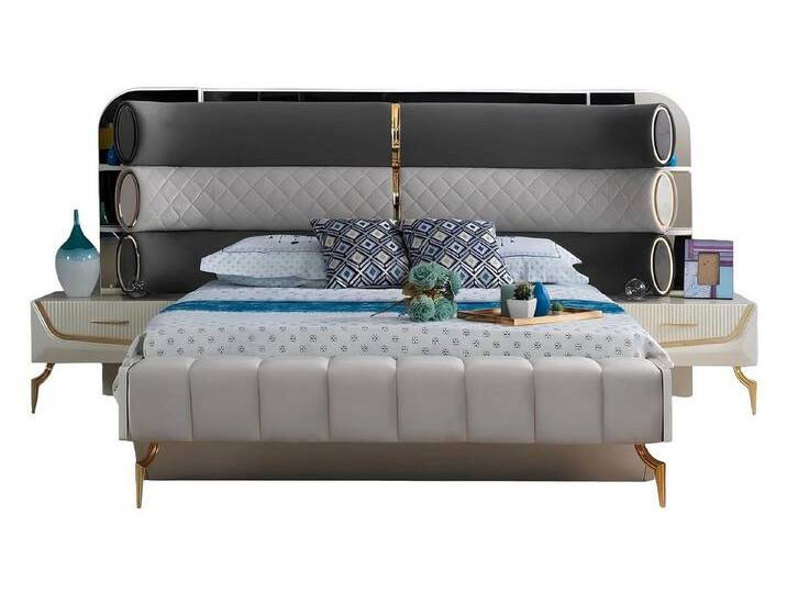 Xlmoebel Schlafzimmer-Set Modern Schlafzimmermöbel Holzgestell Design Modern Bett 2x Nachttische, (3tlg Set(Bett +2x Nachttische) von OTTO