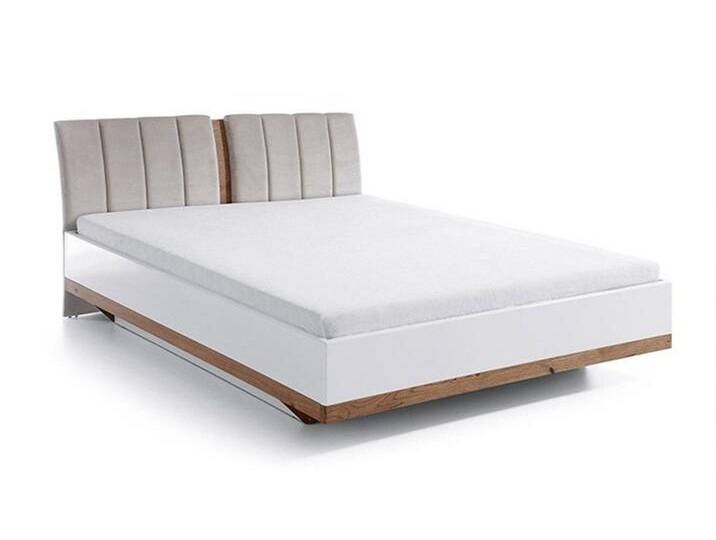 Xlmoebel Bett Traditionelles Bett mit Doppelbett Holzrahmen im Landhausstil - Modell (Bett), Hergestellt in Europa, grau weiß von OTTO