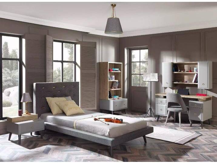 Xlmoebel Bett Vollständiges Jugendbett Kinderzimmermöbel Kinderzimmer Bett aus Holz (4-tlg., Bett, Bücherregal, Schreibtisch, Nachttisch) von OTTO