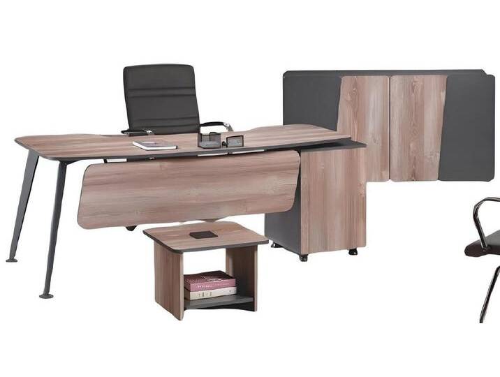 Xlmoebel Büromöbel-Set Arbeitszimmermöbel Set aus Holz in Braun mit Schreibtisch - 3-teilig, (3-tlg., Büro Set 3tlg (Schreibtisch + Couchtisch + Schrank) von OTTO