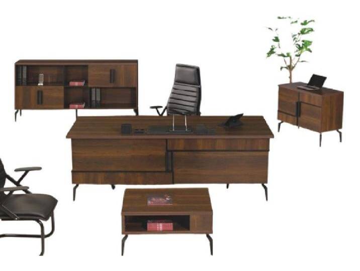 Xlmoebel Büromöbel-Set Schreibtisch Set fürs Büro, bestehend aus Büromöbeln, komplett in Holz, (4-tlg., Büro Set 4tlg (Bürotisch + Kommode + Couchtisch + Schrank) von OTTO