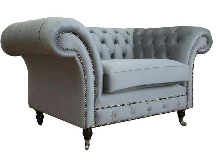 Xlmoebel Chesterfield-Sessel Chesterfield Einsitzer Wohnzimmer Sessel in grauem Textilbezug (Sessel), Hergestellt in Europa, grau von OTTO