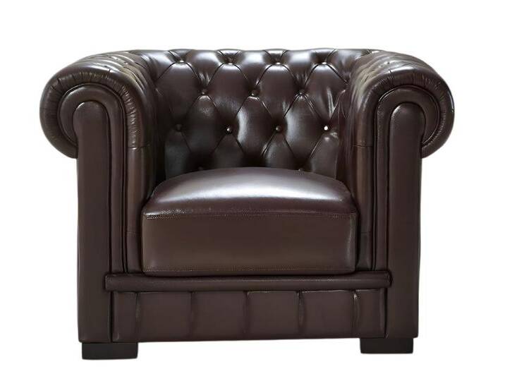 Xlmoebel Chesterfield-Sessel Einzelner Fernsehsessel Chesterfield aus Ledermaterial neu gepolstert (Sessel), Hergestellt in Europa, braun von OTTO