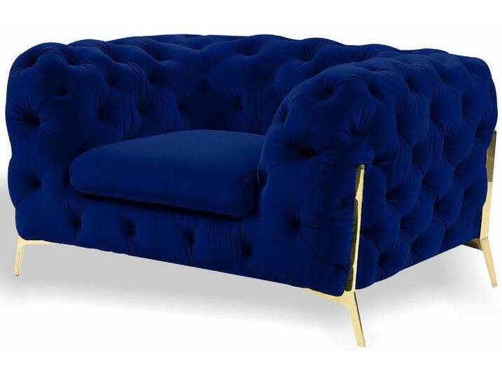 Xlmoebel Chesterfield-Sessel Neuer Einzelsitz-Sessel in Textil für gemütliche Abende - Chesterfield (Sessel), Hergestellt in Europa, blau, dunkelblau von OTTO