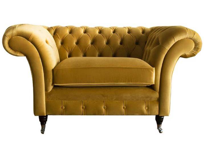 Xlmoebel Chesterfield-Sessel Neuer gelber Clubsessel aus Textilstoff in Chesterfield-Stil (Sessel), Hergestellt in Europa, gelb von OTTO