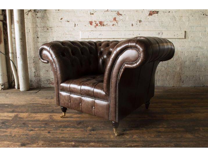 Xlmoebel Chesterfield-Sessel OhrenSessel TV-Design Polster Sofa Couch Chesterfield Stoff (Chesterfield Sessel - v1), Hergestellt in Europa, braun von OTTO