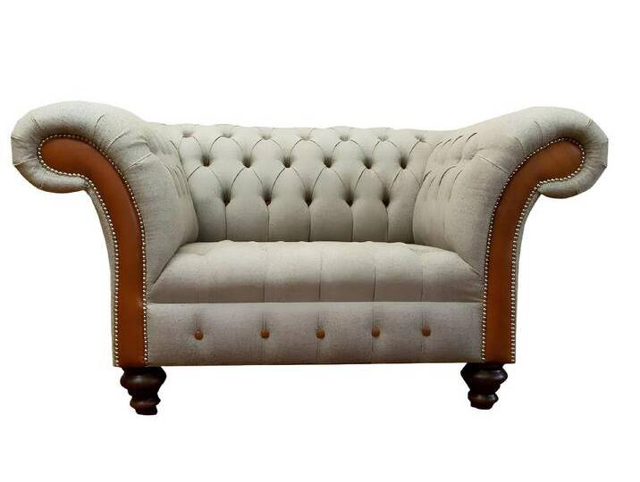 Xlmoebel Chesterfield-Sessel Sofa Polstermöbel Couch 150cm Beige Stoff Sitzmöbel Chesterfield (Sessel), Hergestellt in Europa, grau von OTTO