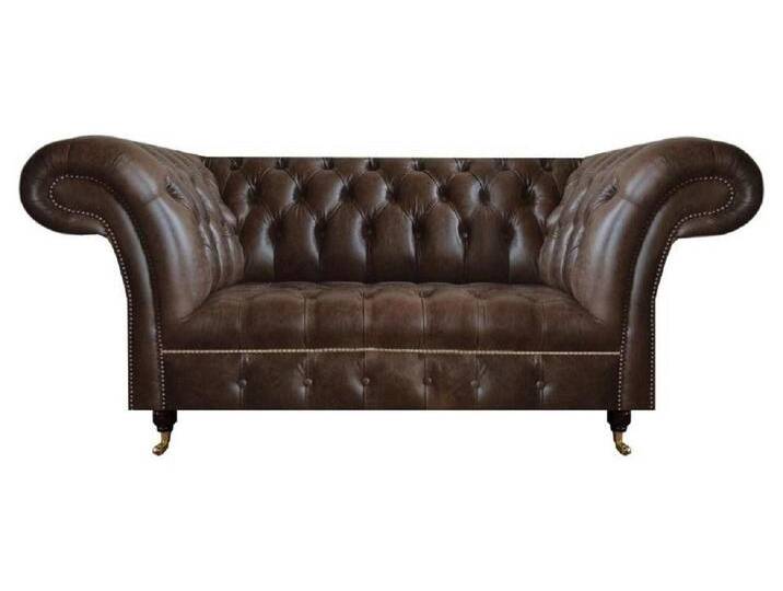 Xlmoebel Chesterfield-Sofa Braunes Chesterfield Leder Zweisitzer Modernes Wohnzimmer Designer, Hergestellt in Europa, braun von OTTO