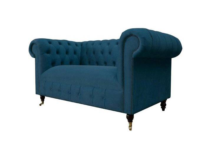 Xlmoebel Chesterfield-Sofa Chesterfield 2-Sitzer Sofa Klassisch Blau Polster Zweisitzer, Hergestellt in Europa, blau, Premium Kunstleder von OTTO