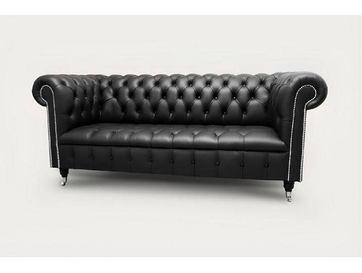 Xlmoebel Chesterfield-Sofa Chesterfield Dreisitzer Design-Sofa Polstermöbel Sitzmöbel Leder Stoff, Hergestellt in Europa, schwarz von OTTO