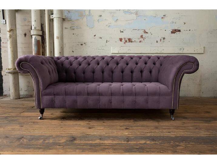 Xlmoebel Chesterfield-Sofa Chesterfield Dreisitzer Sofa Polsterung Sitzmöbel Textil Stoff Leder, Hergestellt in Europa, lila von OTTO